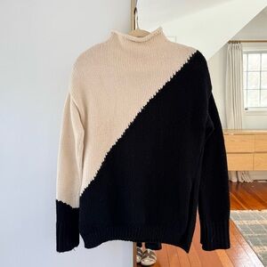 Zara Black and Cream Women's Turtleneck Sweater